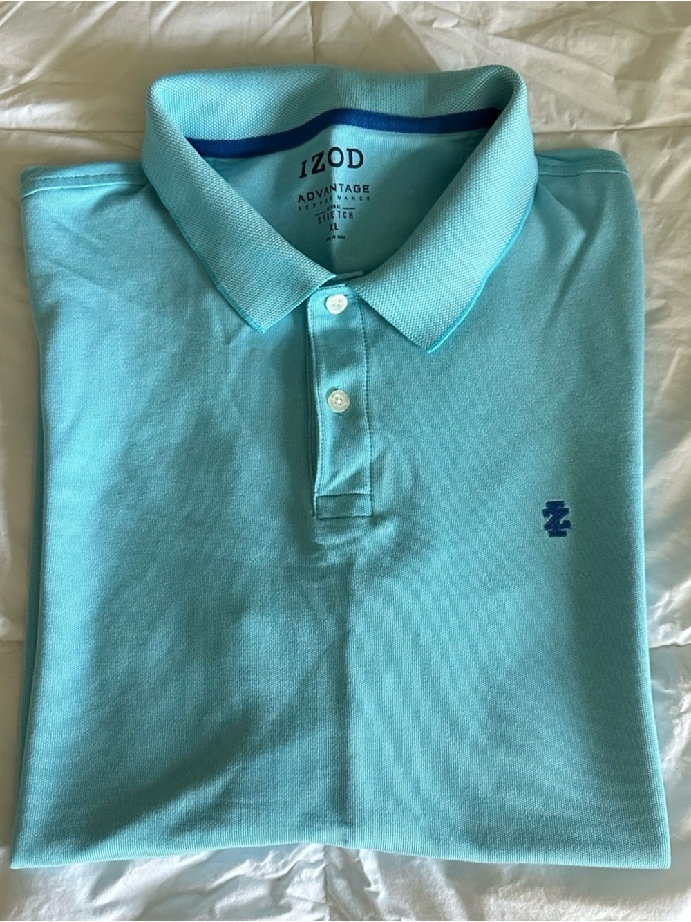 IZOD Advantage Performance Natural Stretch Polo Shirt Blue Radiance Size XL
